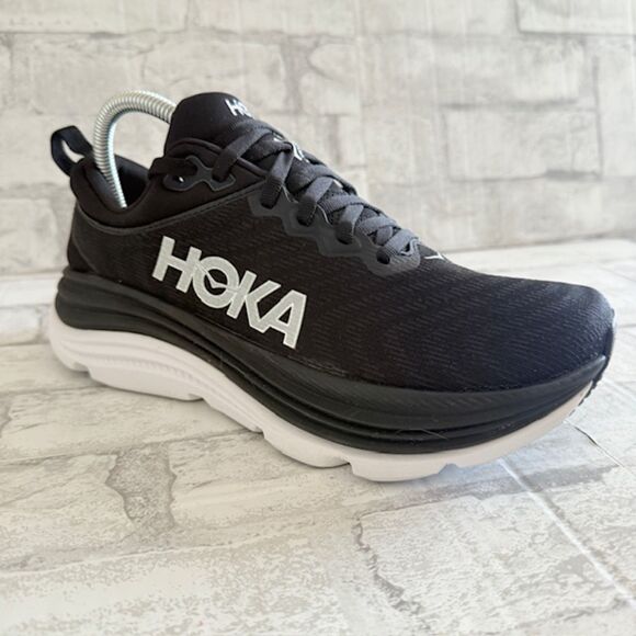 EUC Hoka Black White Womens Gaviota 5 Walking Running Sneakers 8B (Faded Stain) - Picture 3 of 10